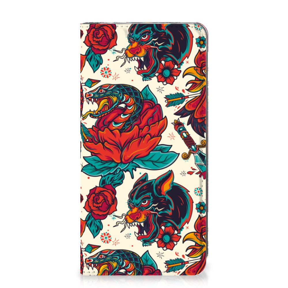 Samsung Galaxy S10e Stand Case voor Samsung Galaxy S10e Old Skool vintage tatoeage design voorkant