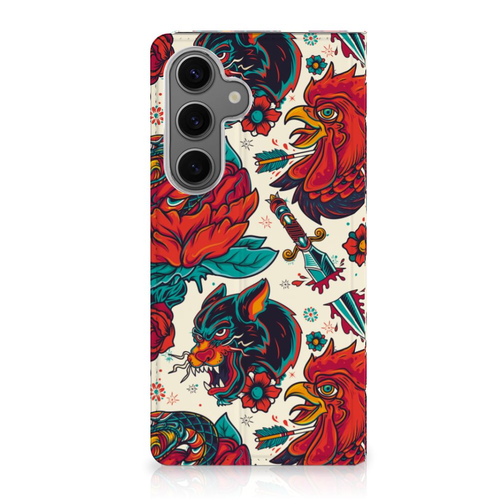 Samsung Galaxy S24FE Stand Case Old Skool design kleurrijk aanzicht