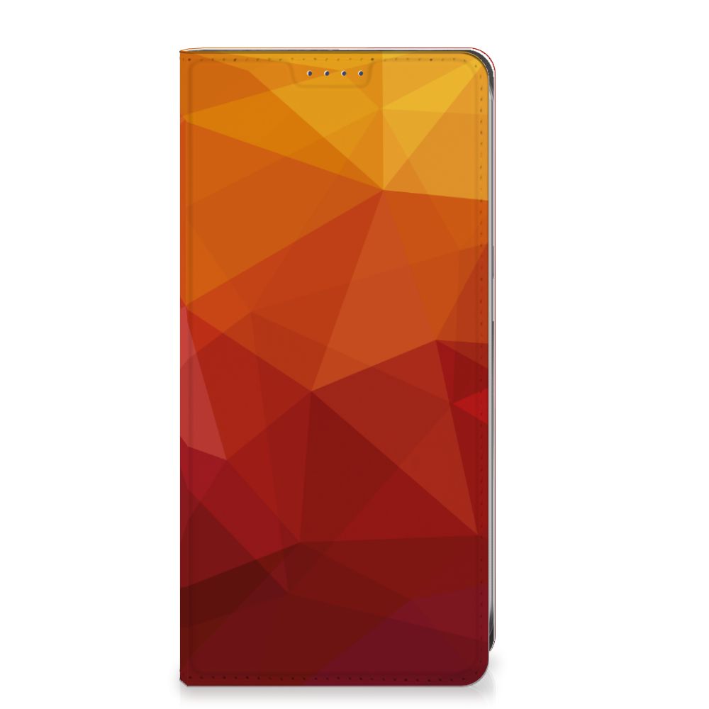 Samsung Galaxy S24FE Stand Case Polygon Red abstract kleuren ontwerp voorkant
