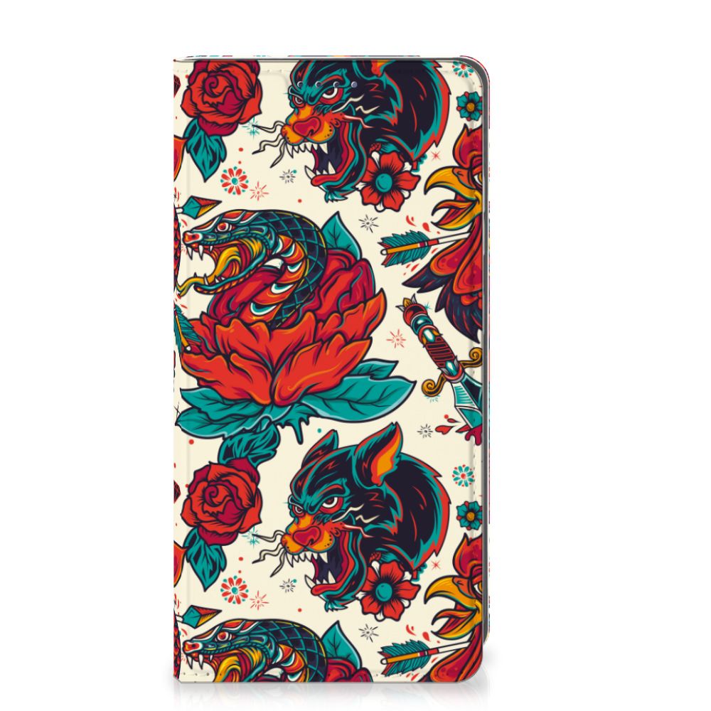 Samsung Galaxy S25 Stand Case Old Skool vintage stijl tattoo design voorkant