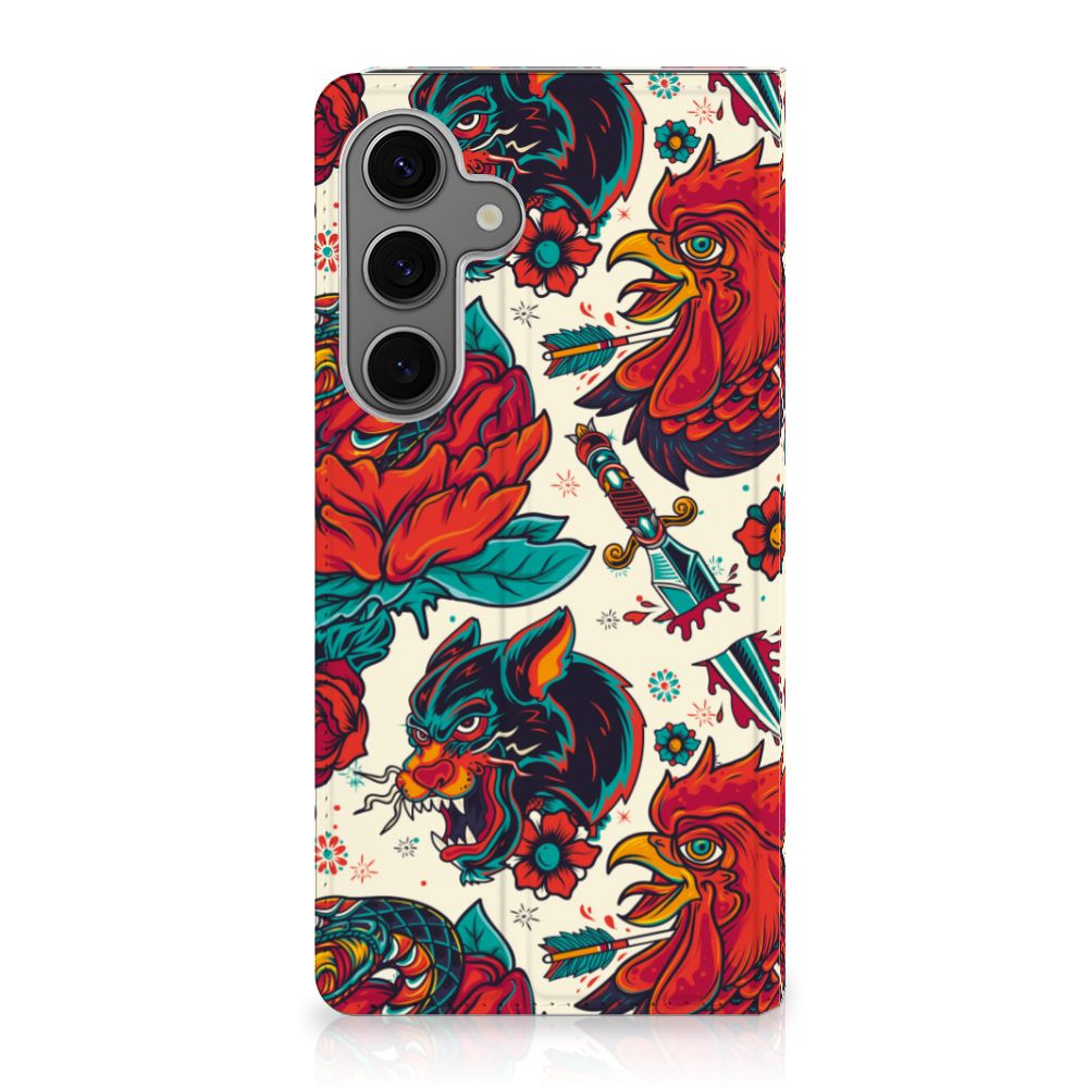 Samsung Galaxy S25 Plus Stand Case Old Skool tattoo design voorkant