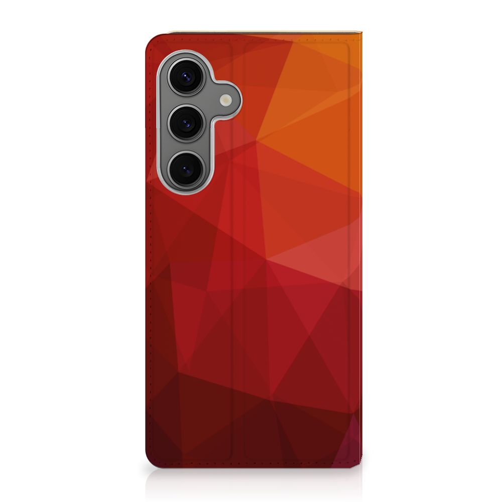 Samsung Galaxy S25 Plus Stand Case Polygon Red achterkant