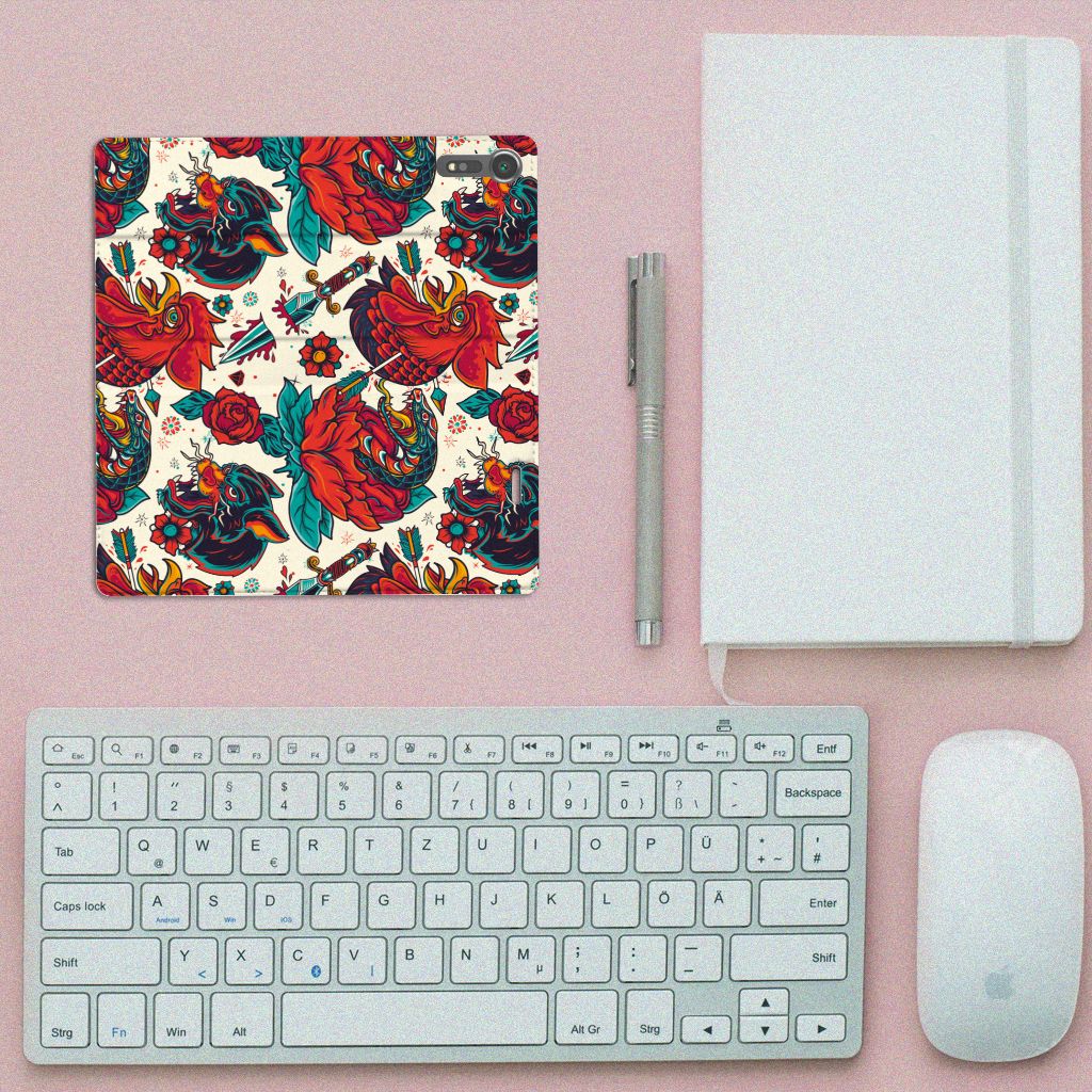 Stand Case voor Sony Xperia XZ | XZs Old Skool vintage tattoo design werkplek toetsenbord muis notitieboek