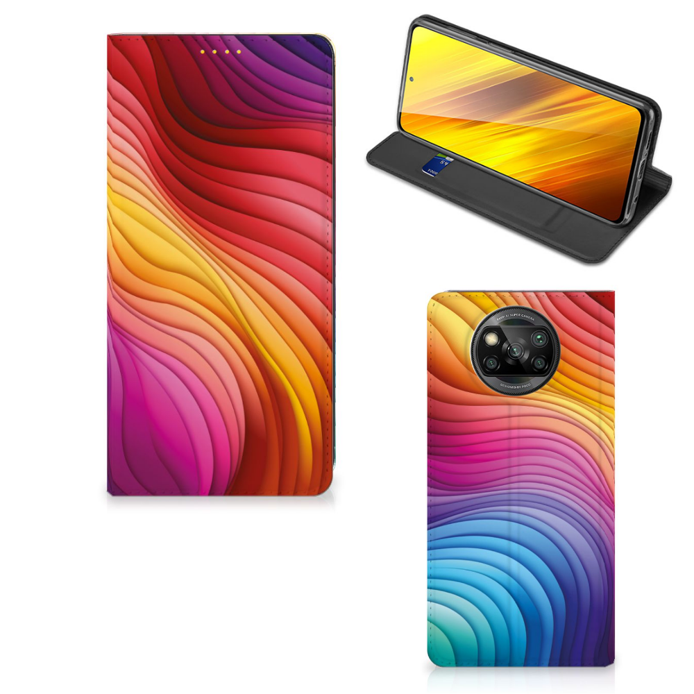 Stand Case voor Xiaomi Poco X3 Pro Poco X3 Regenboog design kleurrijk aanzicht