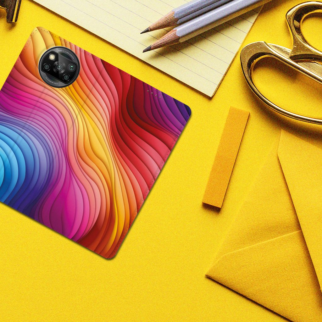 Stand Case voor Xiaomi Poco X3 Pro Poco X3 Regenboog design kleurrijk aanzicht