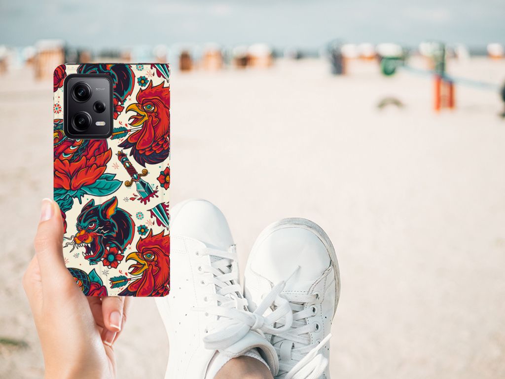 Stand Case voor Xiaomi Redmi Note 12 Pro | Poco X5 Pro Old Skool met vintage design en kleurrijke elementen, perfect als cadeau!