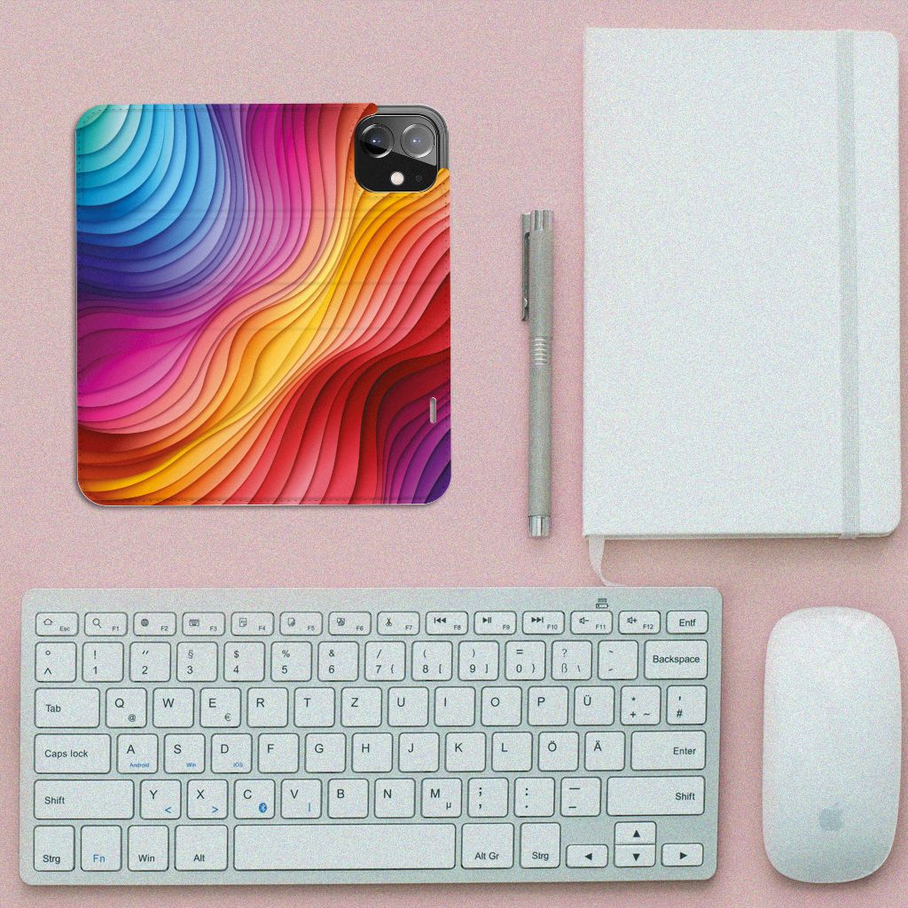Stand Case voor iPhone 12 | iPhone 12 Pro Regenboog met kleurrijk ontwerp, perfect voor iedereen die van kleur houdt!