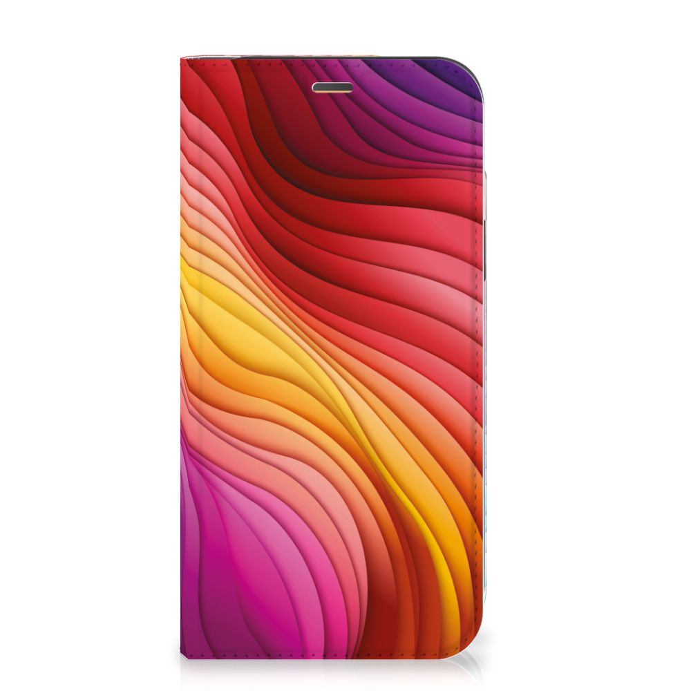 Stand Case voor iPhone 12 | iPhone 12 Pro Regenboog met een kleurrijk golfontwerp.