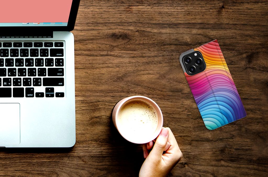 iPhone 13 Pro Stand Case voor iPhone 13 Pro Regenboog bovenaanzicht