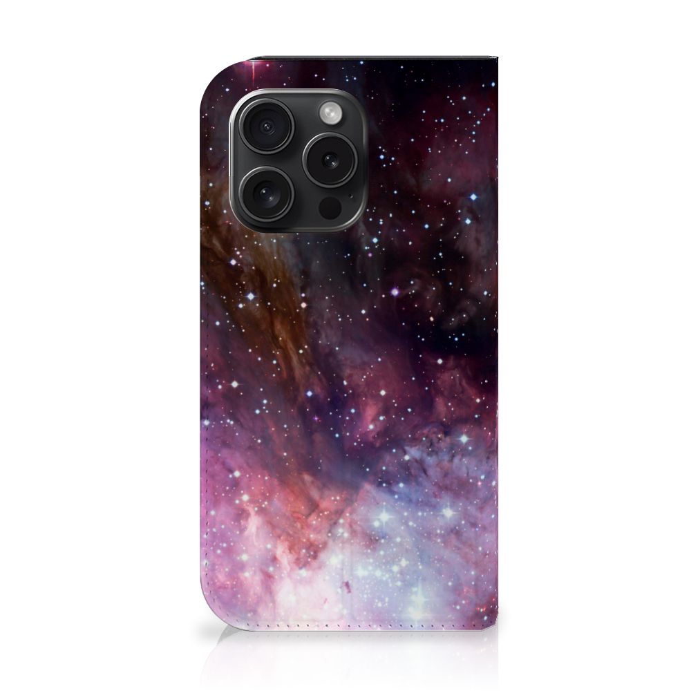 Stand Case voor iPhone 15 Pro Galaxy heelal ontwerp achterkant