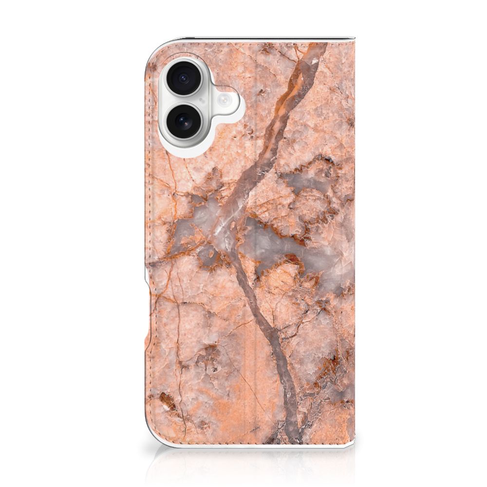 iPhone 16 Plus Stand Case marmer design achterkant