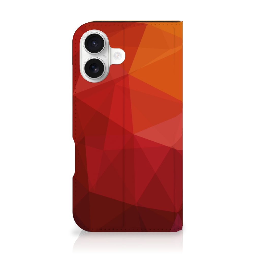 Apple iPhone 16 Stand Case Polygon Red achterzijde