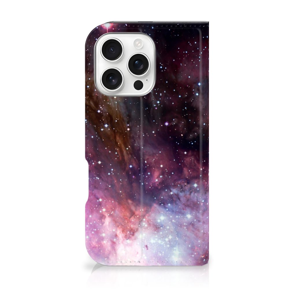 Stand Case voor iPhone 16 Pro Galaxy heelal design achteraanzicht