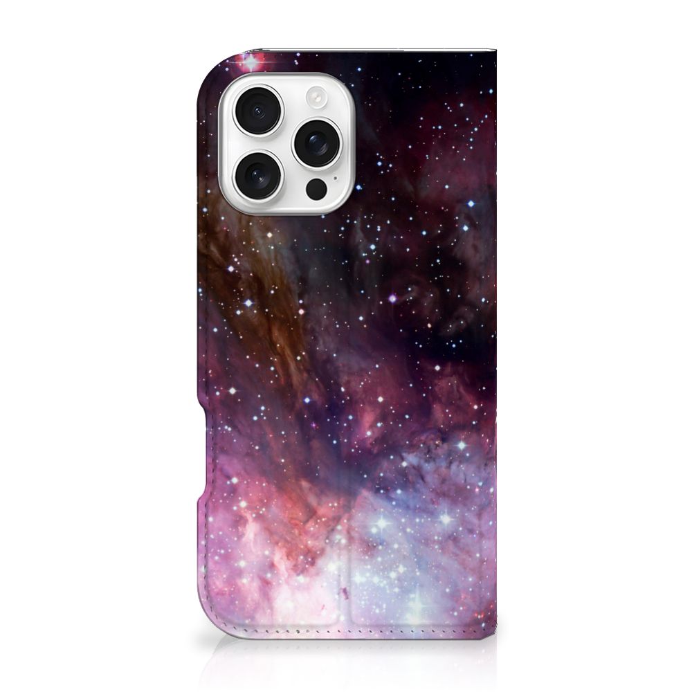 Stand Case voor iPhone 16 Pro Max Galaxy heelal design zijkant