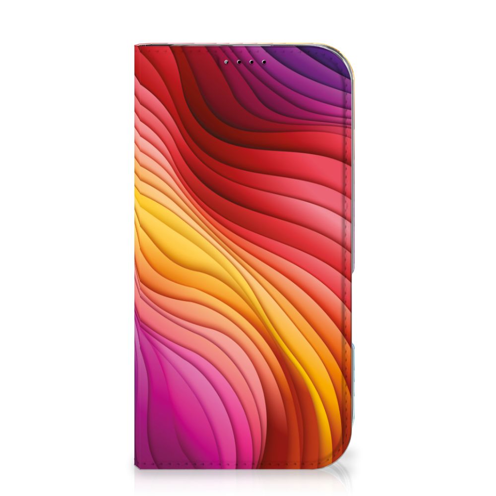 iPhone 16 Stand Case voor iPhone 16 Regenboog design naam vooraanzicht