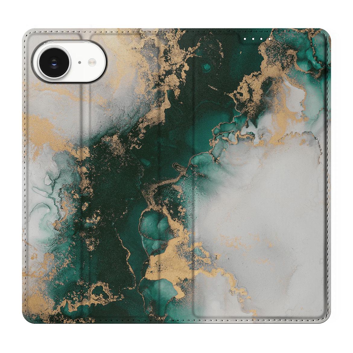 Apple iPhone 16e Standcase Marmer Groen vooraanzicht