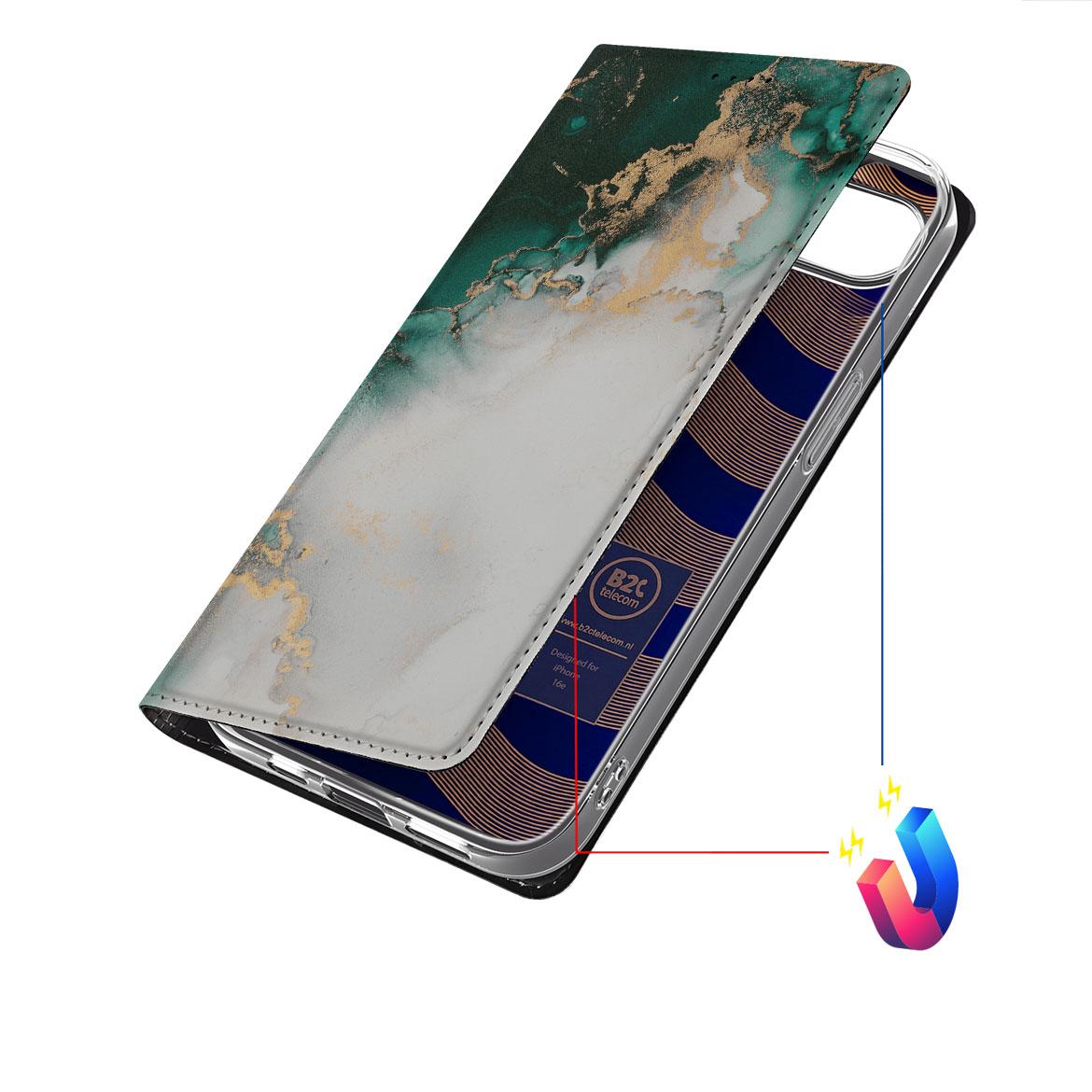 Apple iPhone 16e Standcase Marmer Groen zij aanzicht