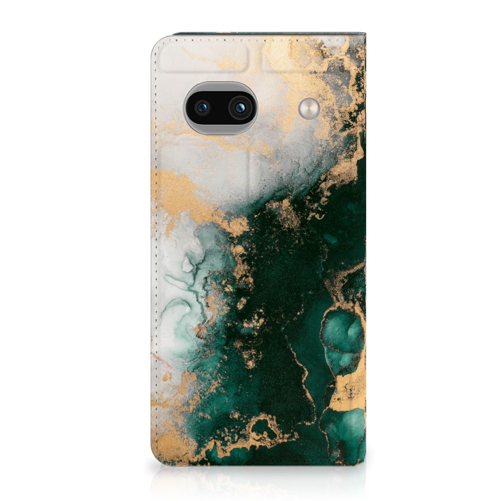 Google Pixel 8A Standcase Marmer Groen voorkant