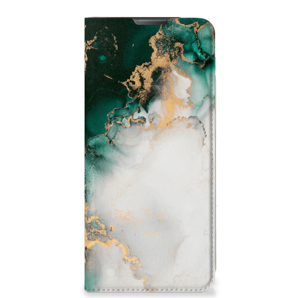 Motorola Moto E20 Standcase Marmer Groen voorkant