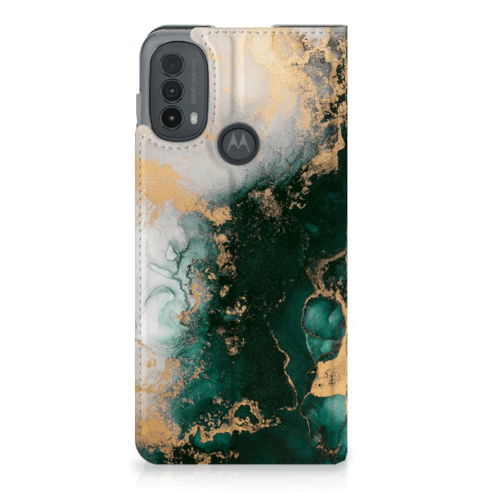 Motorola Moto E20 Standcase Marmer Groen Aanzicht