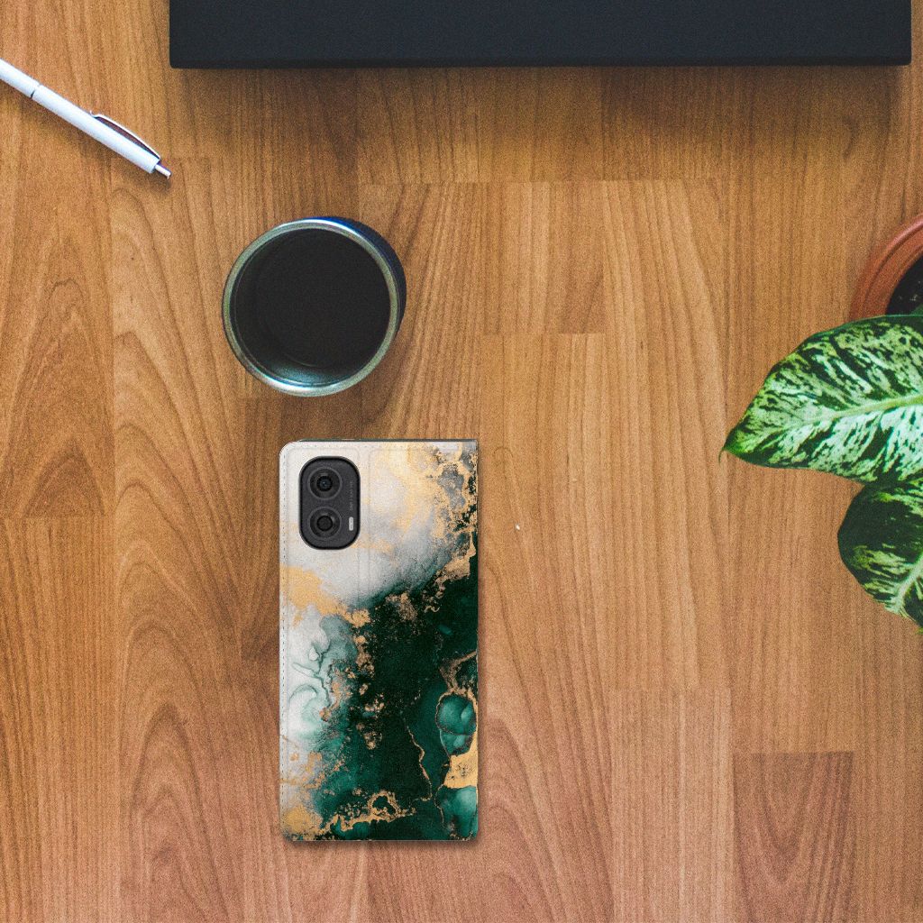 Standcase voor Motorola Moto G24 | G04 | G24 Power Marmer Groen - stijlvolle bescherming met een marmer groen design 🍀.