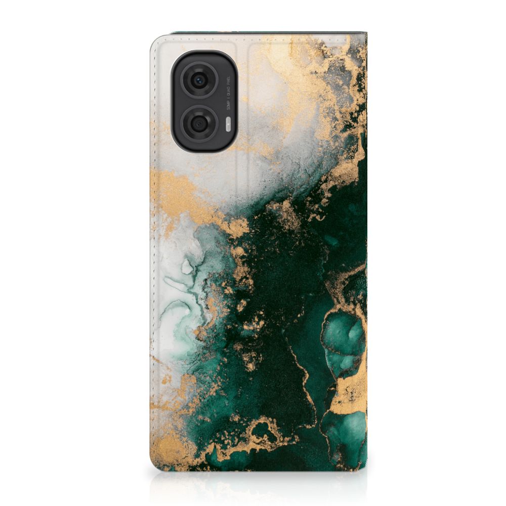 Standcase voor Motorola Moto G24 | G04 | G24 Power Marmer Groen met schitterend marmer design en gouden accenten.