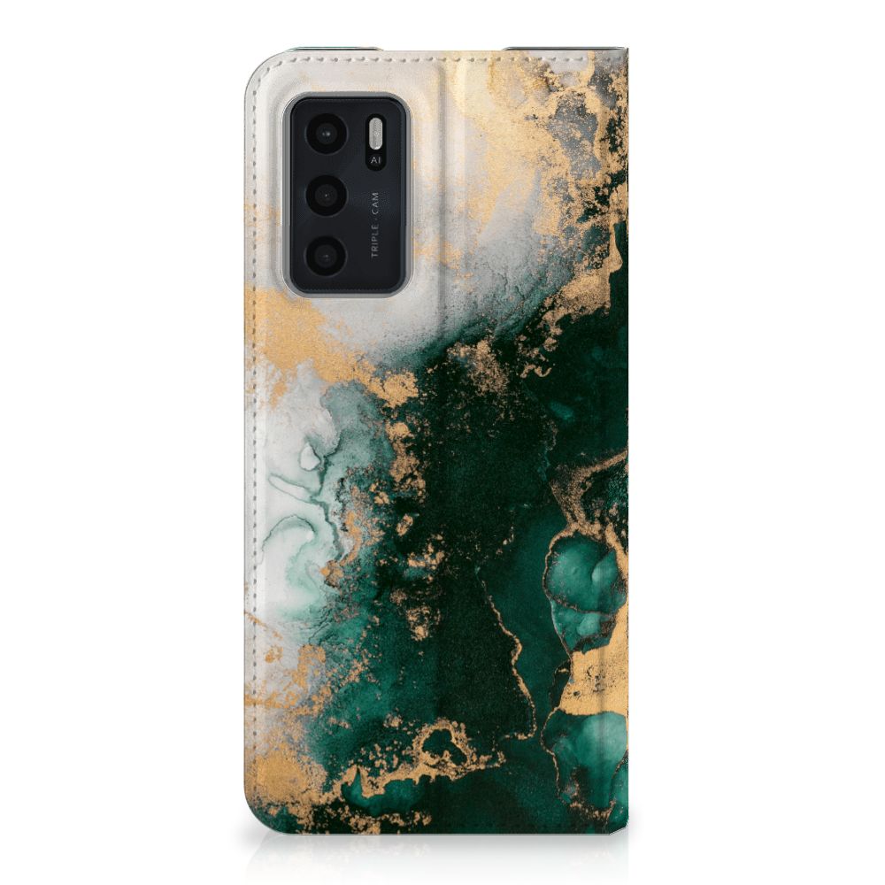 Standcase voor OPPO A54s | A16 | A16s Marmer Groen - B2C Telecom