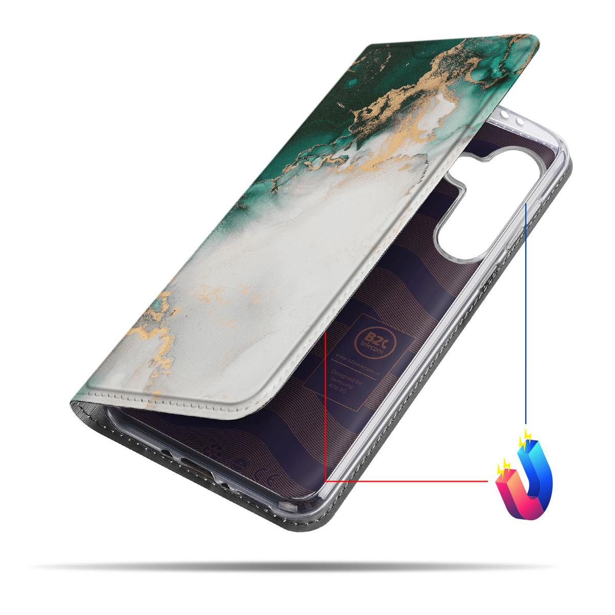 Samsung Galaxy A56 A36 Standcase Marmer Groen zij aanzicht