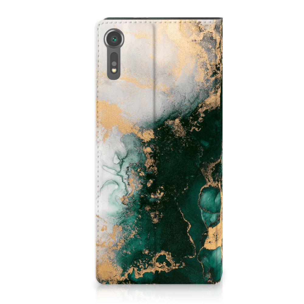 Sony Xperia XZ | XZs Standcase Marmer Groen Aanzicht
