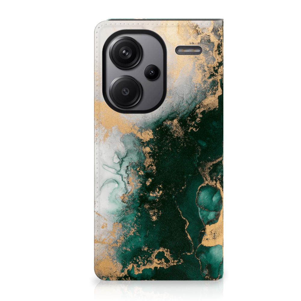 Standcase voor Xiaomi Redmi Note 13 Pro Plus Marmer Groen vooraanzicht