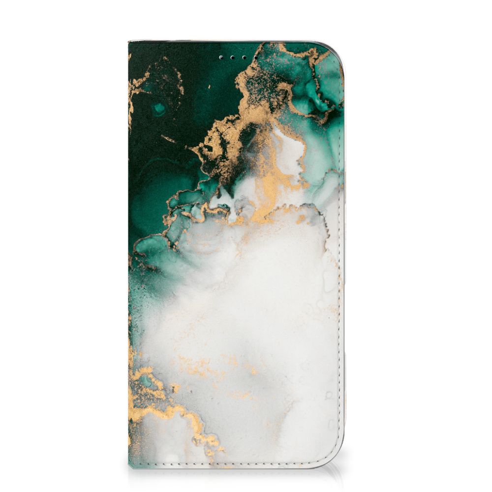 Standcase voor iPhone 16 Plus Marmer Groen Standcase marmer groen voorkant