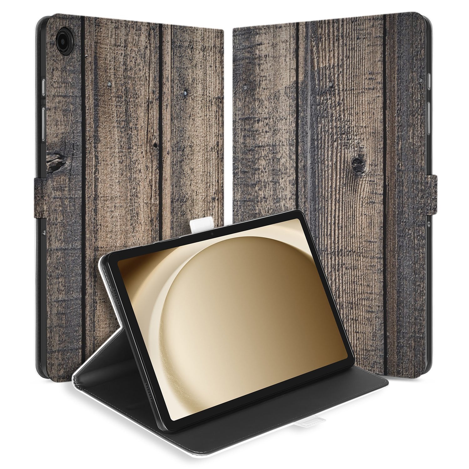 Samsung Galaxy Tab A11 Plus Steigerhout Book Case Hoesje standaard voorkant achterkant