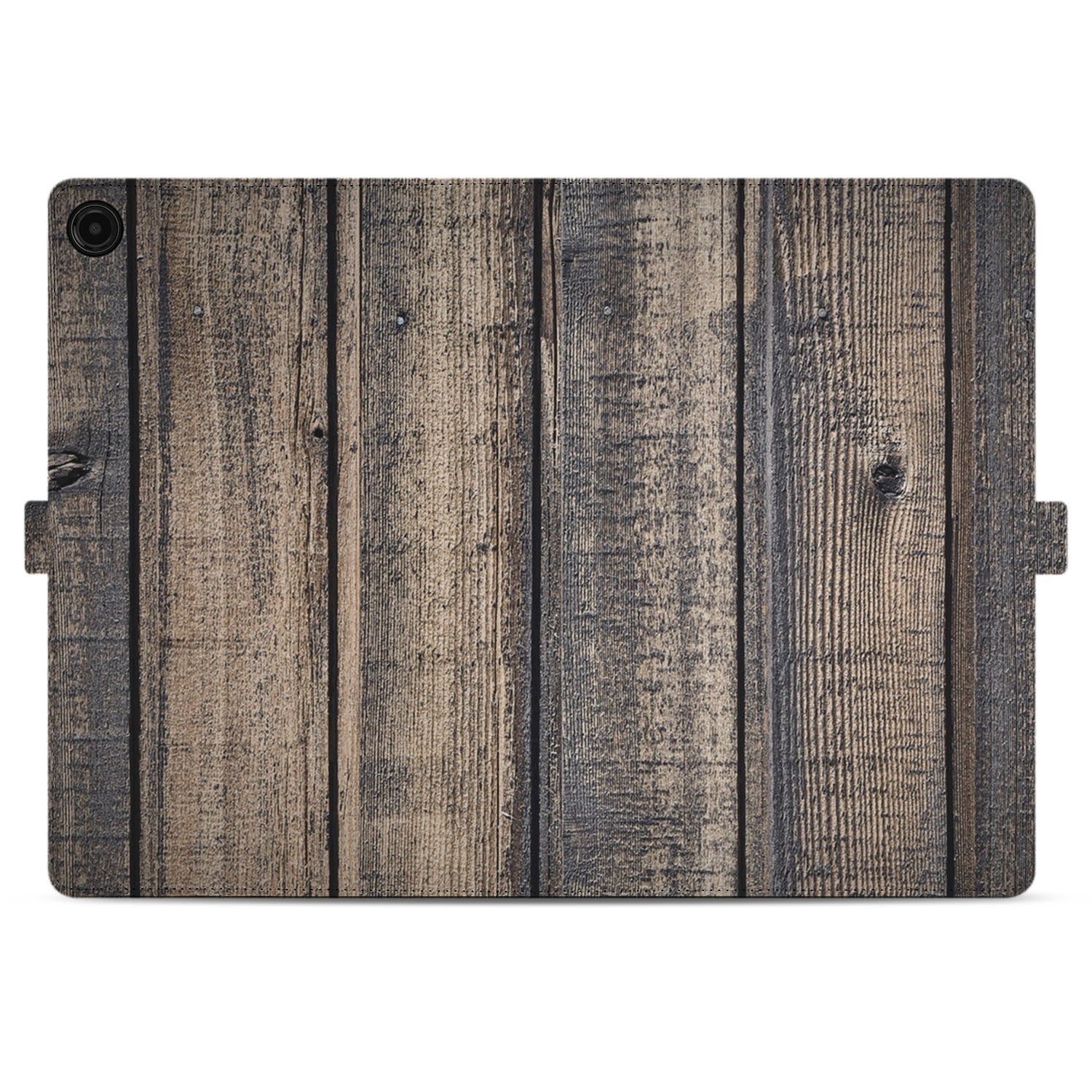 Steigerhout Book Case Hoesje met Standaard Samsung Galaxy Tab A11 Plus achterzijde houten planken
