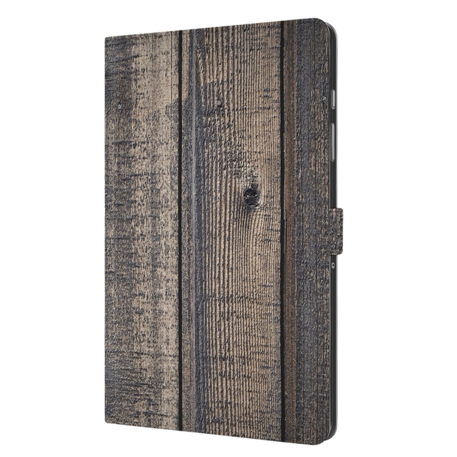 Steigerhout Book Case Hoesje met Standaard Samsung Galaxy Tab A11 Plus steigerhout design aanzicht