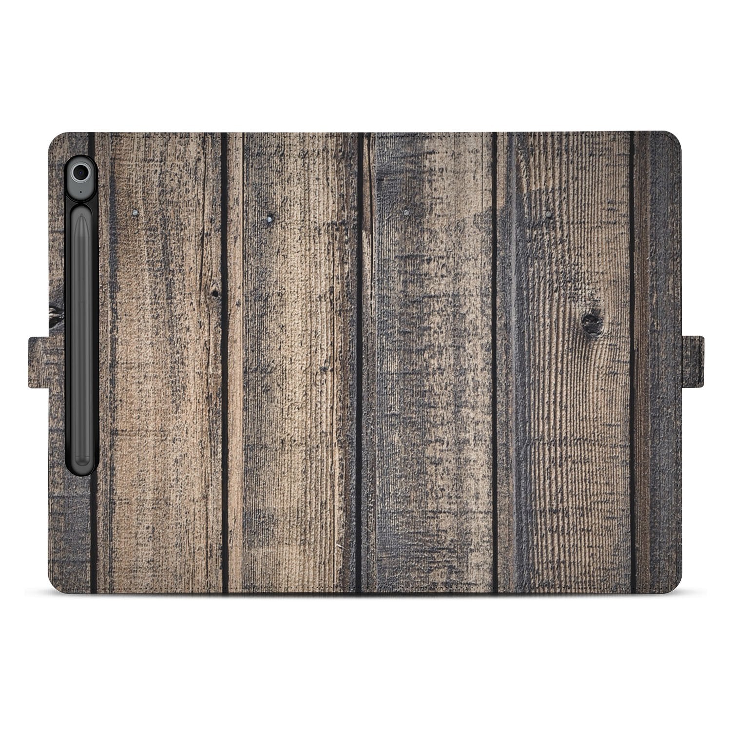 Steigerhout Book Case Hoesje met Standaard Samsung Galaxy Tab S10 FE | Tab S9 FE hout uiterlijk design achterkant