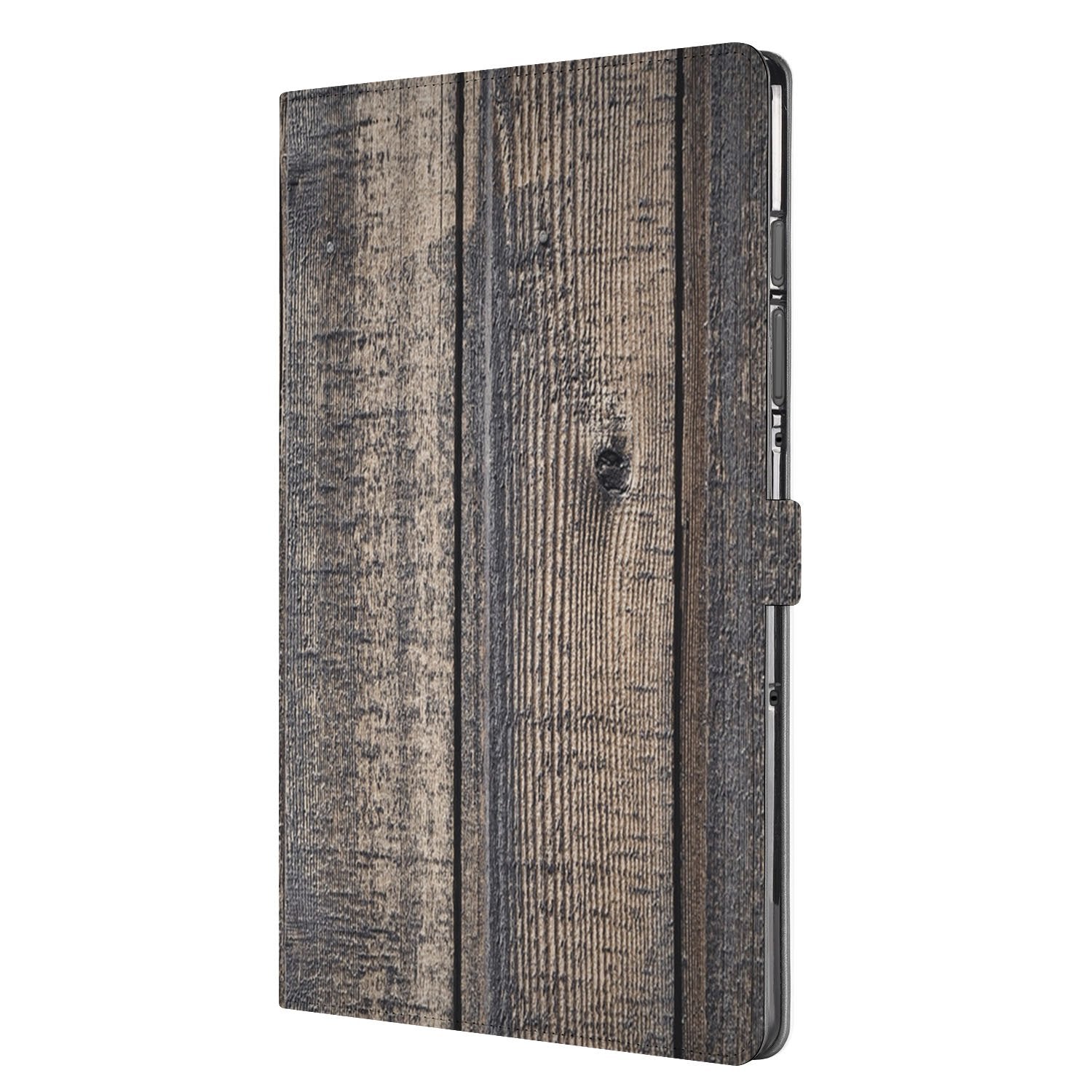 Steigerhout Book Case Hoesje met Standaard Samsung Galaxy Tab S10 FE | Tab S9 FE hoesje steigerhout zijaanzicht