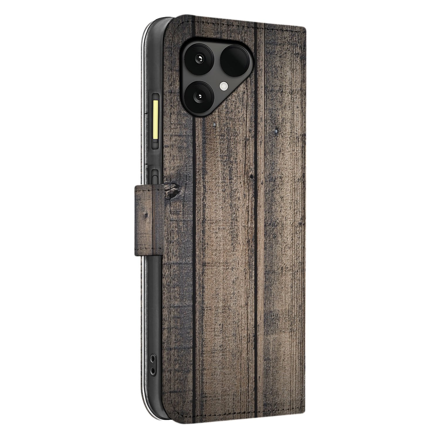 Steigerhout Fairphone 6 Bookcase Hoesje steigerhout design zijaanzicht