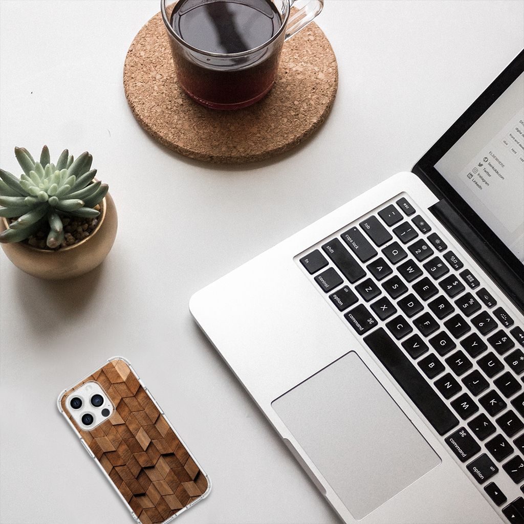 Stevig Telefoonhoesje voor Apple iPhone 13 Pro Wooden Cubes B2C Telecom