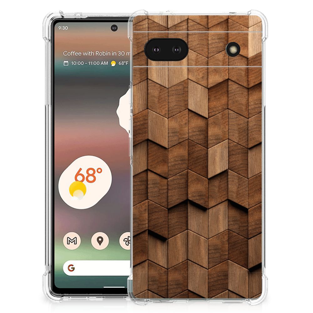 Stevig Telefoonhoesje voor Google Pixel 6A Wooden Cubes B2C Telecom