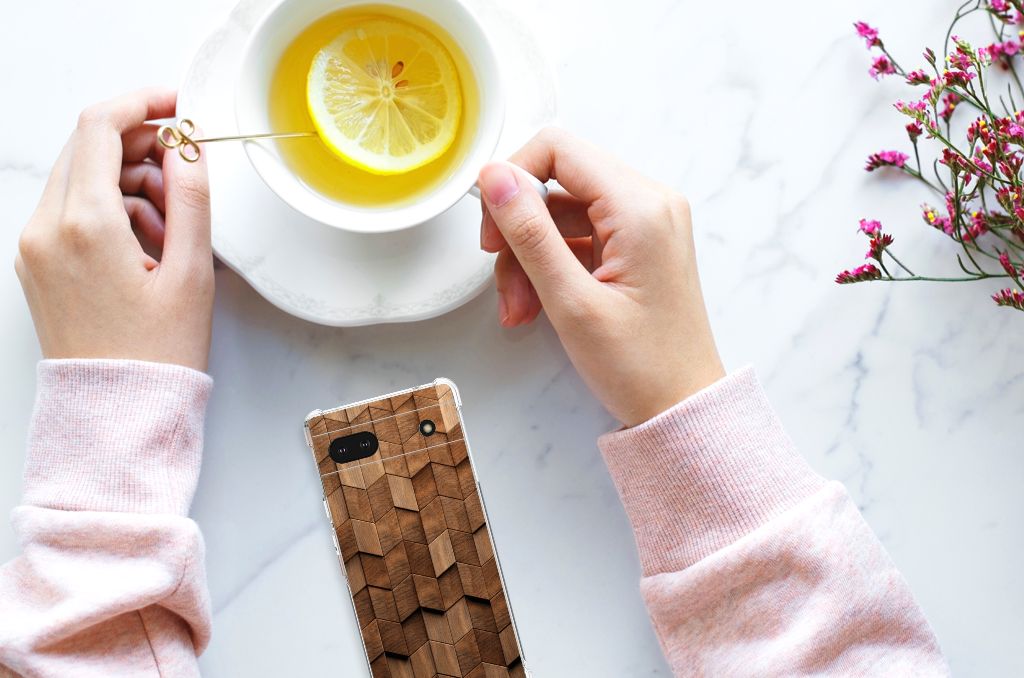 Stevig Telefoonhoesje voor Google Pixel 6A Wooden Cubes B2C Telecom