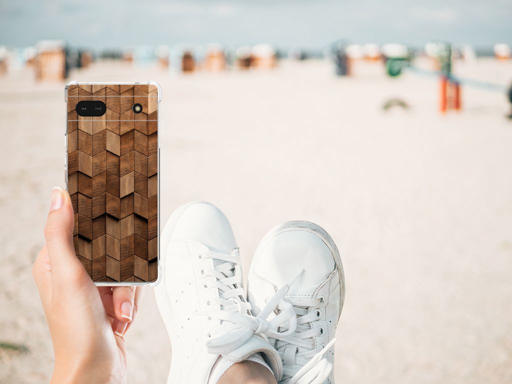 Stevig Telefoonhoesje voor Google Pixel 6A Wooden Cubes B2C Telecom