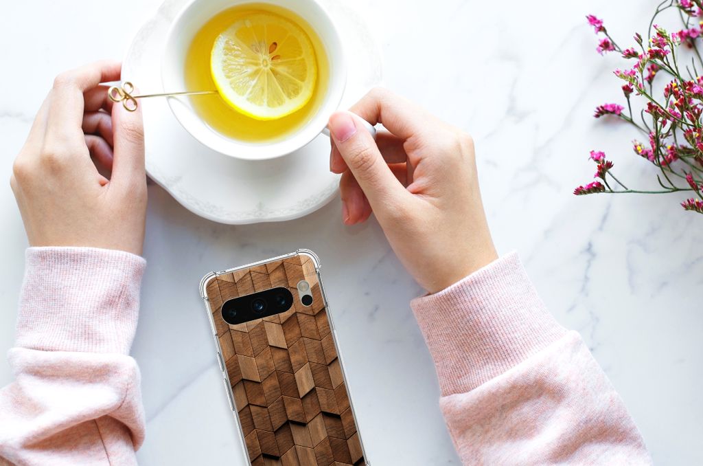 Stevig Telefoonhoesje voor Google Pixel 8 Pro Wooden Cubes B2C Telecom