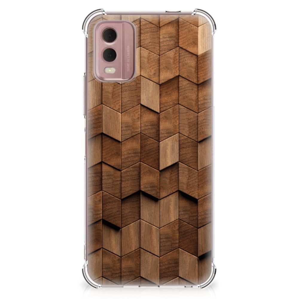 Stevig Telefoonhoesje voor Nokia C32 Wooden Cubes B2C Telecom