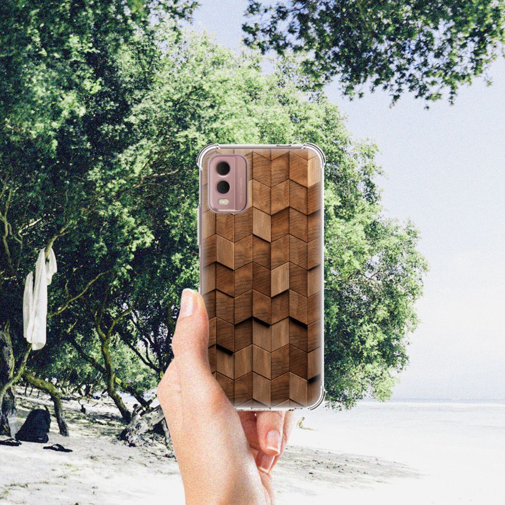 Stevig Telefoonhoesje voor Nokia C32 Wooden Cubes B2C Telecom