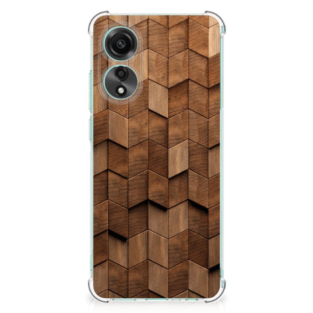 Stevig Telefoonhoesje voor OPPO A78 4G Wooden Cubes B2C Telecom
