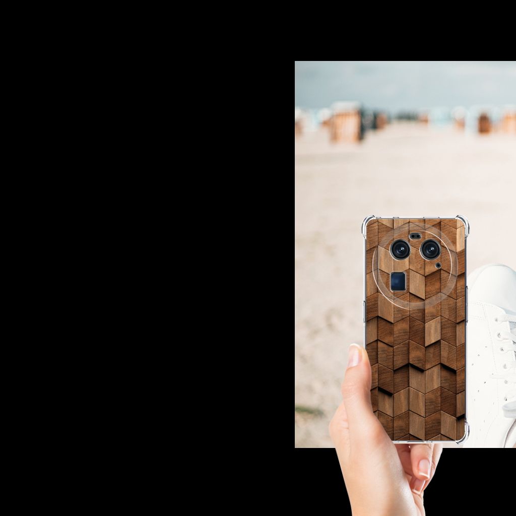 Stevig Telefoonhoesje voor OPPO Find X6 Wooden Cubes B2C Telecom