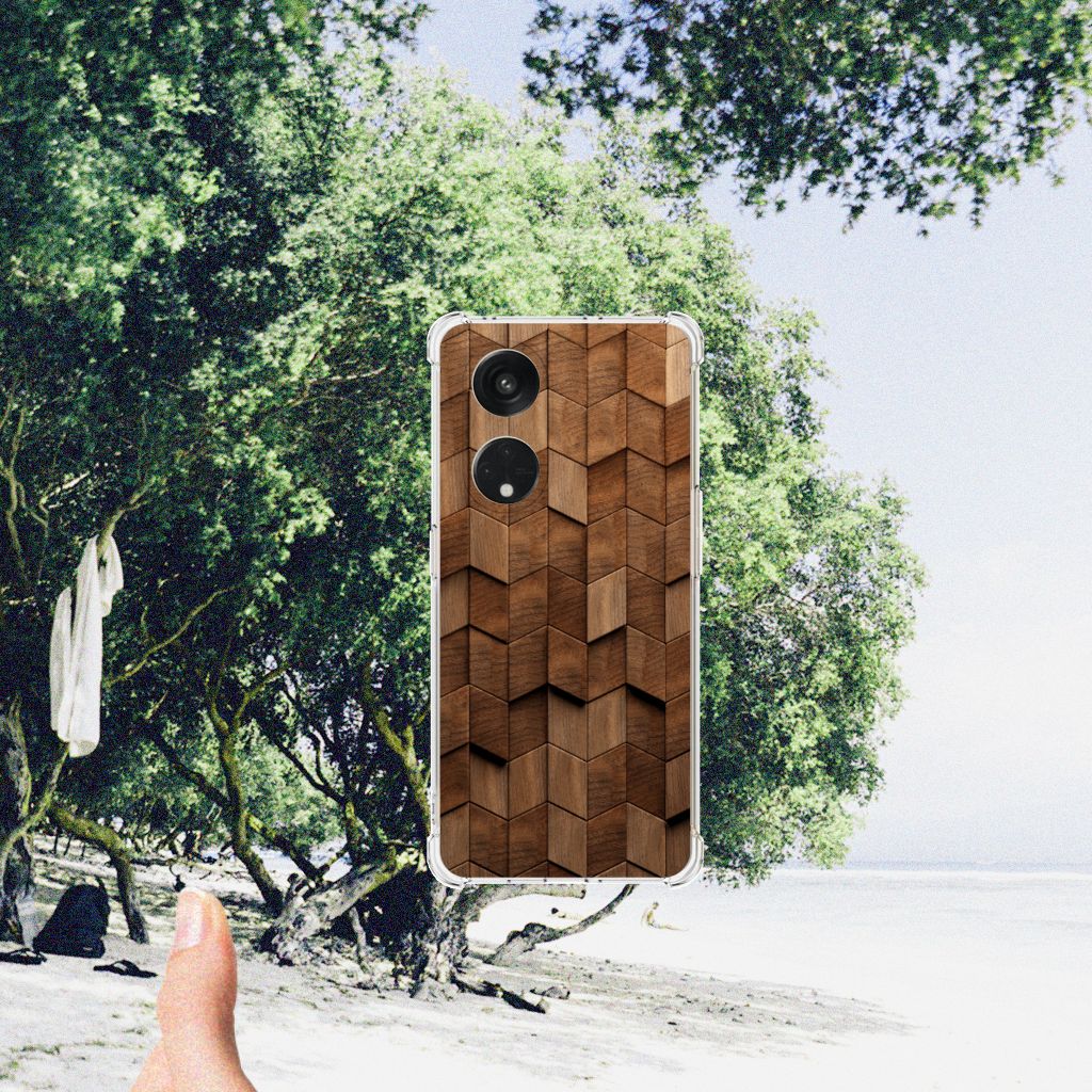 Stevig Telefoonhoesje voor OPPO Reno8 T 5G Wooden Cubes B2C Telecom