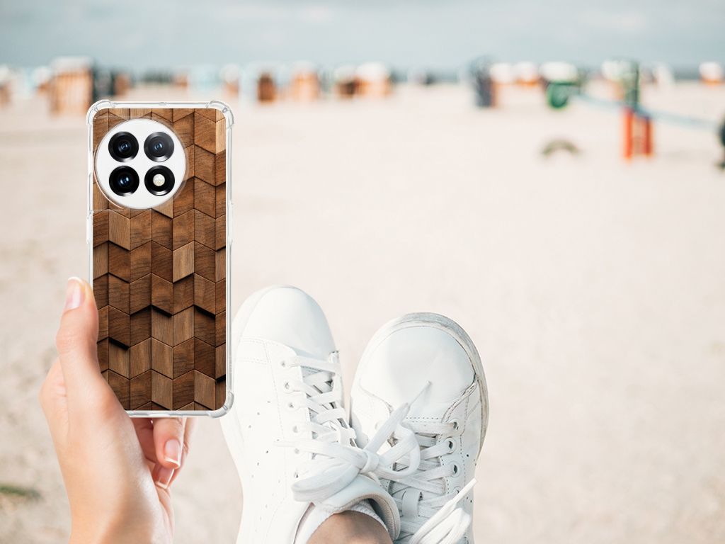 Stevig Telefoonhoesje voor OnePlus 11 Wooden Cubes B2C Telecom