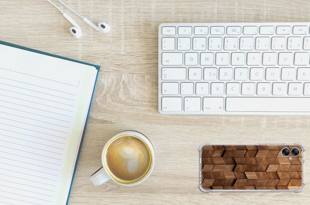 Stevig Telefoonhoesje voor Samsung Galaxy A04e Wooden Cubes B2C Telecom