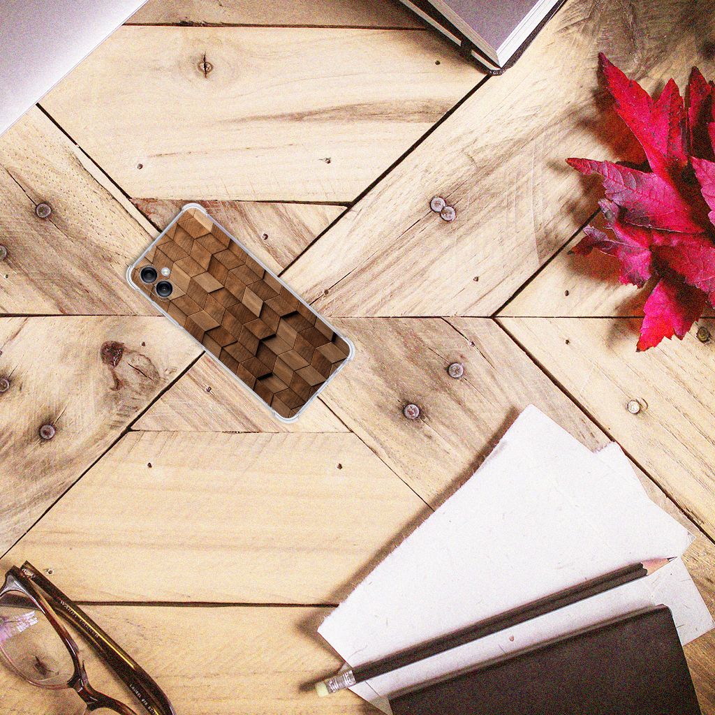 Stevig Telefoonhoesje voor Samsung Galaxy A05 Wooden Cubes B2C Telecom